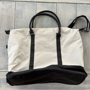 DSW White Canvas Weekender with Black Trim